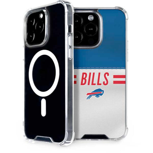 NFL Buffalo Bills White Striped iPhone 15 Pro MagSafe Case